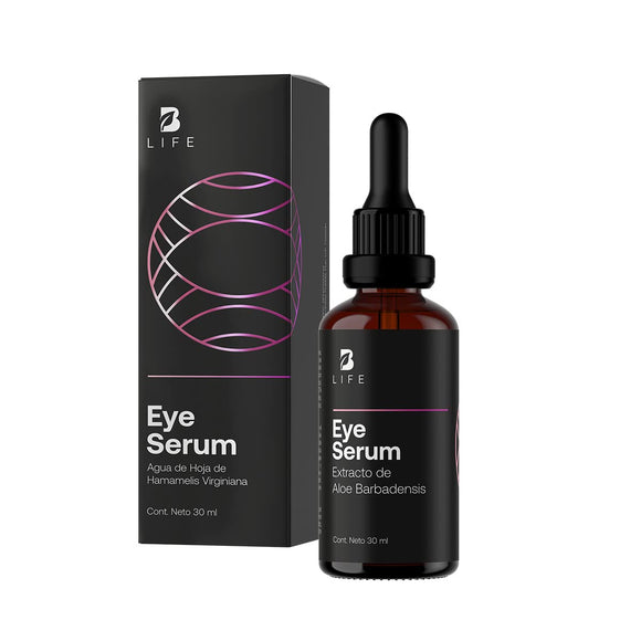 Sérum para Ojos de 30 ml con 96% de Ingredientes Naturales, Suero de Ojos con Extracto de Aloe Vera, Cafeína y Ácido Hialurónico, Skincare de Ojos Antiarrugas. Eye Serum B Life.