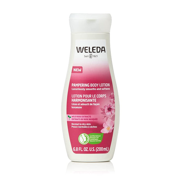 Weleda Pampering Wild Rose Body Lotion, 6.8 Fluid Ounces, Plant Rich Moisturizer with Wild Rose Oil, Jojoba Oil and Shea Butter