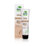 MAYA SOLAR Protector Solar Facial Tono Uniforme 50 ml, con Pigmentos Naturales para un Acabado Impecable, Bloqueador solar FPS 50+, Mineral y Biodegradable. Todo Tipo de Piel