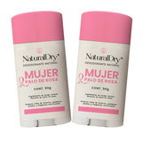 ▶NaturalDry  - ARTESANAL - Desodorante Natural Mujer - No obstruye los poros - Hidrata tu piel - SIN ALUMINIO - Elimina el mal olor - Aroma Natural Palo de Rosa - Barra (2 unidades)