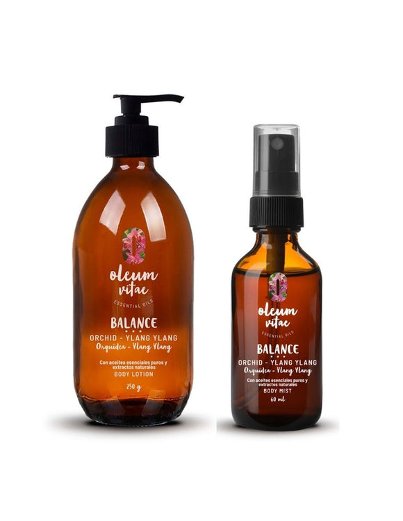 OLEUM VITAE Kit Dúo Body Lotion y Body Mist Orquídea-Ylang Ylang. Crema Corporal y Fragancia con Aceite Esencial de Ylang Ylang.