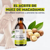 ▶ HEBBE  - Aceite de Nuez de Macadamia 100% Puro, Hidratante y Anti-envejecimiento para Piel y Cabello, 250 ml
