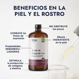 ▶ HEBBE - Aceite de Pepita de Uva 100% Puro, Antioxidante e Hidratante para Piel y Cabello, 1L