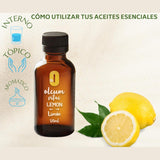 OLEUM VITAE Aceite Esencial de Limón 120ml. Citrus Limonum. 100% Puro y Orgánico. Certificado USDA ORGANIC. Aplicación Interna, Externa y Aromática.