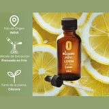OLEUM VITAE Aceite Esencial de Limón 120ml. Citrus Limonum. 100% Puro y Orgánico. Certificado USDA ORGANIC. Aplicación Interna, Externa y Aromática.