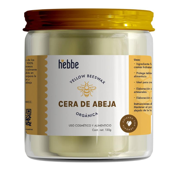 ▶ HEBBE   - Cera de abeja orgánica natural 130 g - para brillo del cabello | Marcas de acné | Tono de la piel | Previene arrugas y signos de expresión | Elimina pequeñas cicatrices