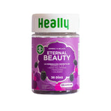 Multivitamínico Colágeno Eternal Beauty, Gomitas, Para una Piel Saludable, Sabor Zarzamora, Con Ácido Hialurónico, Vitaminas C, D y E, 100% Natural, Sin Azúcar y Gluten, Heally | 72 gomitas | 36 días duración