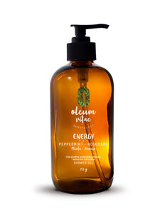 OLEUM VITAE Shower Gel. Gel de Ducha Romero-Menta. Con Aceites Esenciales de Menta y Romero. Hidratación Profunda. Con Extractos de Caléndula, Aloe Vera y Manzanilla. 250gr