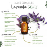 OLEUM VITAE Aceite Esencial de Lavanda 30ml. Lavandula Angustifolia. 100% Puro y Orgánico. Certificado USDA ORGANIC. Aplicación Interna, Externa y Aromática.