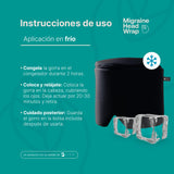 ▶ B Life  Gorra de Gel Refrescante, Gorra Negra con Compresas para Frío o Calor. B Life Migraine Head Wrap. (Mediano)