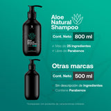 ▶ B Life  Shampoo Natural de 800 ml. Sin Sulfatos Ni Parabenos con Aloe Vera. Aloe Natural Shampoo B Life.