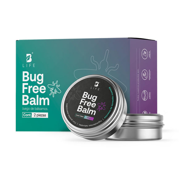 Anti-picaduras de Insectos Natural, Set de 2 Balsamos de 113g c/u. Mezcla de Aceites Esenciales, Aromalogía Tópica Repelente de Insectos. Bug Free Balm B Life