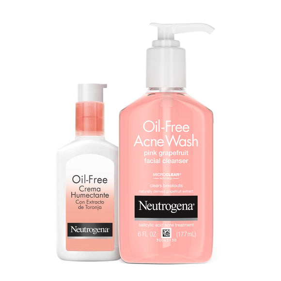 ▶ Neutrogena  Crema Facial Con Extracto De Toronja 118 ml + Gel Limpiador Facial Neutrogena Oil free Toronja Ácido Salicílico 177 ml
