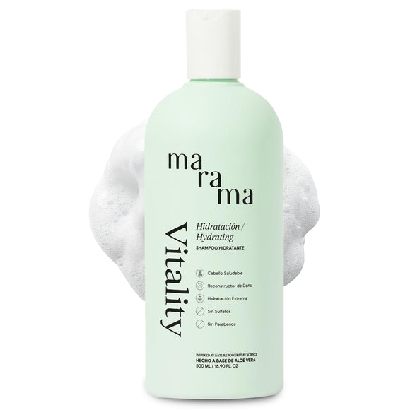 MARAMA | Shampoo sin Parabenos - Aloe Vera - 500 ml | Fortalece el Cabello - Tratamiento para Cabello Maltratado - Suavizante | Anti Frizz Cabello | Vegano - Cruelty-Free - Reciclable