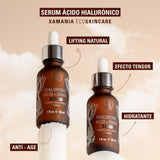 XAMANIA Ácido Hialurónico y DMAE. Serum Facial Reafirmante con Efecto Lifting. 100% Orgánico. Antiarrugas | Antioxidante | Acción Tensora- 30 ml