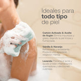 ▶ B Life  Paquete de 6 Barras Limpiadoras para Cuerpo y Manos de 113 g. Barras de Jabón de Carbón Activado con Aceite de Argan, Vainilla con Naranja y Lavanda. Ingredientes 100 % Naturales. Kit Solid Body Soap B Life.