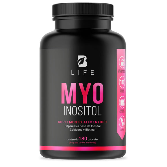 Inositol de 180 | Cápsulas de 500 mg. Ingredientes naturales. Myo Inositol B Life.