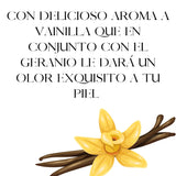 OLEUM VITAE. Kit Duo Body Lotion y Mist Geranio-Vainilla. Crema corporal y Fragancia con Aceite Esencial de Geranio.