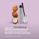 XAMANIA Máscara de Pestañas Karité + Argán - Alarga, Volumen y Nutre | Cepillo Doble Vista | Libre de Microplásticos, Vegana y Cruelty Free | Pestañas Sensibles | Hecho en México (Negro, 6g)