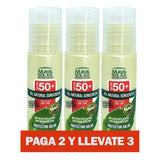 Maya Solar. Bloqueador Solar Ingredientes Naturales SPF 50+ 3 Piezas, Protección UVA/UVB de 98%, Resistente al Agua y Sudor, Natural y Seguro para Océanos - Aceptado en Ecoparques (75 ml c/u - 225 ml)
