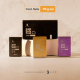 ▶ B Life  Paquete de 6 Barras Limpiadoras para Cuerpo y Manos de 113 g. Barras de Jabón de Carbón Activado con Aceite de Argan, Vainilla con Naranja y Lavanda. Ingredientes 100 % Naturales. Kit Solid Body Soap B Life.