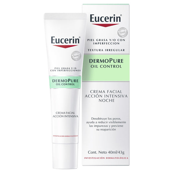 Eucerin Crema facial noche piel grasa, 40ml