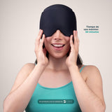 ▶ B Life  Gorra de Gel Refrescante, Gorra Negra con Compresas para Frío o Calor. B Life Migraine Head Wrap. (Mediano)