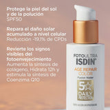 ▶ ISDIN - FotoUltra Age Repair Fusion Color Water SPF 50 - Protector solar facial de fase acuosa, triple acción anti-fotoenvejecimiento, con color, 50 ml