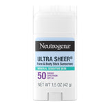 ▶ Neutrogena  Ultra Sheer Protector Solar Mineral Facial y corporal en barra FPS50 42g