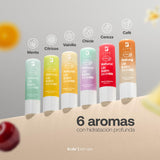 ▶ B Life  | Kit De 6 Bálsamos Labiales En Barra | Aroma a Menta, Cítricos, Vainilla, Chicle, Cereza y Café | Con Vitamina E | Natural Lip Balm.
