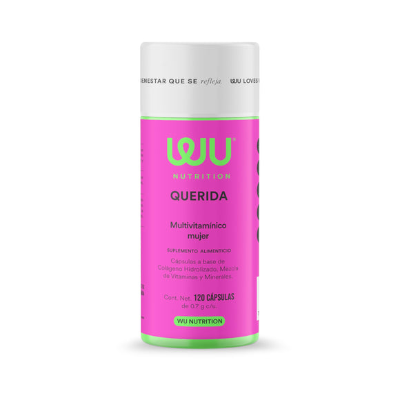 Vitaminas para mujer WU Nutrition. Multivitaminico Querida 120 capsulas 2 meses de consumo. Suplemento con 20 Ingredientes: Colágeno, Biotina, Ácido Fólico, Magnesio, Hierro y Vitaminas