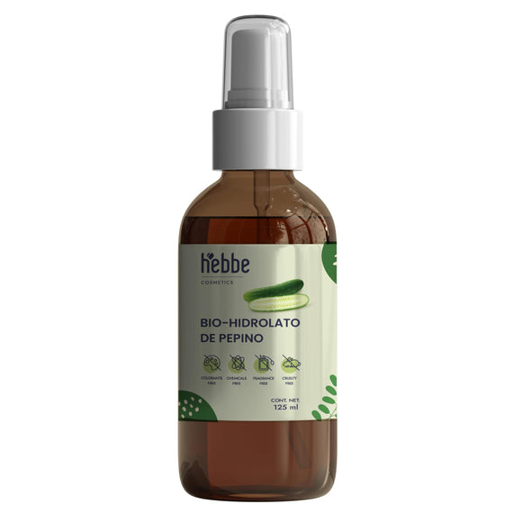 ▶ HEBBE - Hidrolato de Pepino 120 ml | Desvanece Arrugas | Disminuye Ojeras | Alivia Ojos Cansados | Desinflama y Previene el Enrojecimiento | Repara Daños Solares | Mejora la Elasticidad de la Piel | Contenido 120 ml