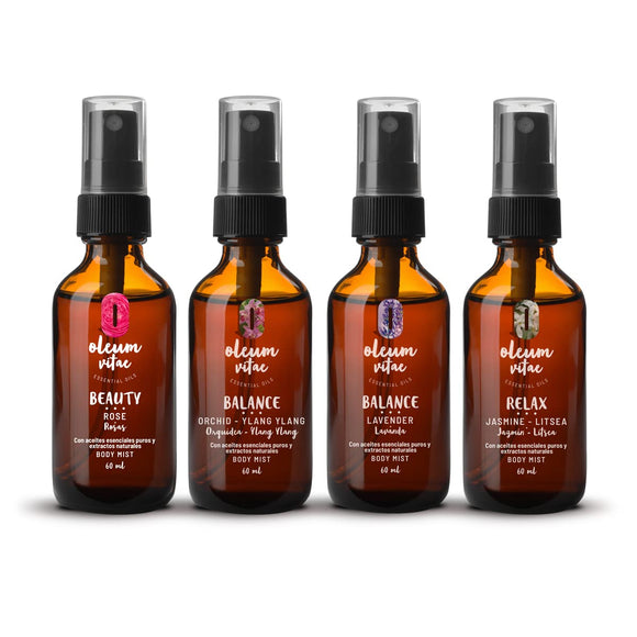 OLEUM VITAE Kit Body Mists Florales. Fragancias. Aceites Esenciales