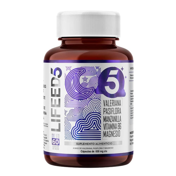 LIFEED Sleep Magnesio, Vitamina B6 del Complejo B, Valeriana, Pasiflora, Manzanilla | Suplemento Alimenticio Multivitaminico Hombre y Mujer | 60 Cápsulas | Inspiradas en Relajacion y Sueño Profundo