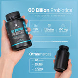 Probióticos 60 Billones con Inulina de Agave |120 cápsulas de 500 mg para 2 meses: Probióticos para Hombre y Mujer. 60 Billion Probiotics. B Life.