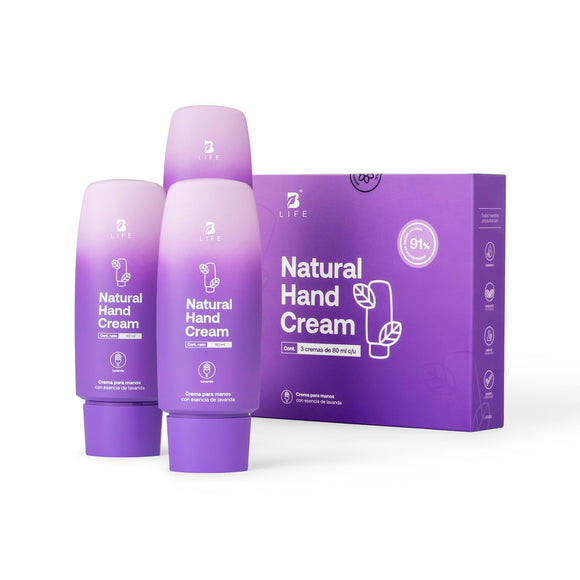 ▶ B Life   | Kit de 3 cremas para manos 80 ml | Esencia de Lavanda | Con Vitamina E Y Niacinamida | Natural Hand Cream Lavanda.