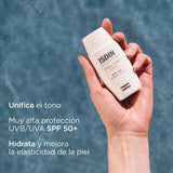 ▶ ISDIN FotoUltra 100 Active Unify SPF 50+, Protector Solar Facial con color, Aclara y unifica el tono de piel, 50 ml