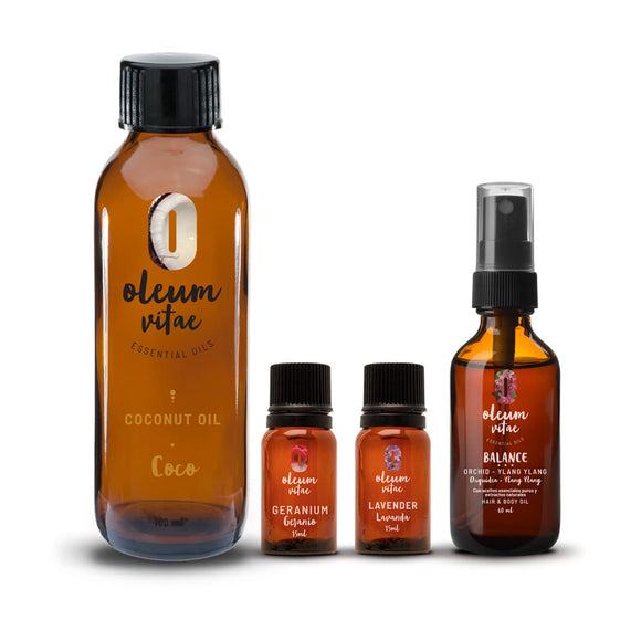 OLEUM VITAE Kit de Aceites Esenciales para el Brillo del Cabello. Ingredientes Naturales. Cabello Sedoso y Brillante
