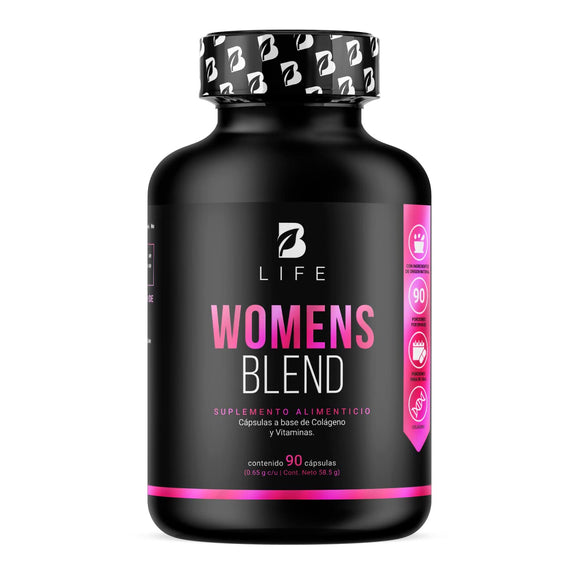 Multivitamínico para Mujer | 90 cápsulas 650 mg por porción. Colágeno Hidrolizado, Biotina. Ingredientes naturales. Womens Blend. B Life.