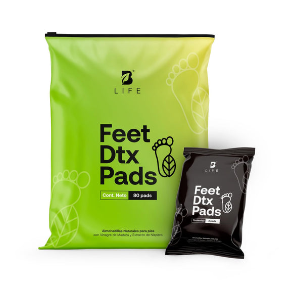 Parches para Pies de 80 unidades con Jengibre, Vinagre y Carbón de Bambú. Limpieza para eliminar Impurezas del Cuerpo. Feet Dtx Pads B Life.