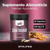 Shatavari | Suplemento Alimenticio Herbal Ayurvédico | 60 Cápsulas Gelatina Vegetal | Vitaminas para Mujer Promueve la Salud Femenina y Bienestar General | Fórmula Pura sin Aditivos | BPN PRO