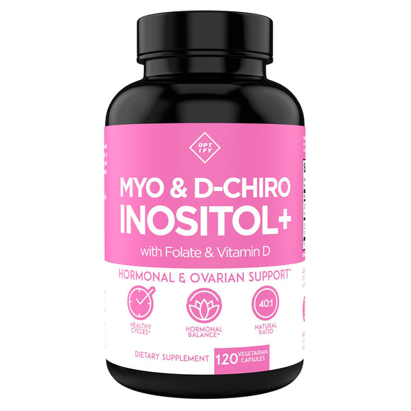 Optify Suplemento Premium de Inositol - Myo-Inositol y D-Chiro Inositol en Polvo con Ácido Fólico y Vitamina D - Proporción Ideal 40:1 - Apoyo al Equilibrio Hormonal y Función - Vitamina B8