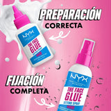 Nyx Professional Makeup. Prebase de Maquillaje hidratante Face Glue Tono Transparente + GLUE SPRAY FIJADOR DE MAQUILLAJE (TRANSPARENTE)