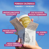XAMANIA Pomada de Caléndula Orgánica. Ungüento Vegano Multiusos Sanador para el Tratamiento de Piel Seca, Sensible, Eczema, Rosacea. 106 gr.