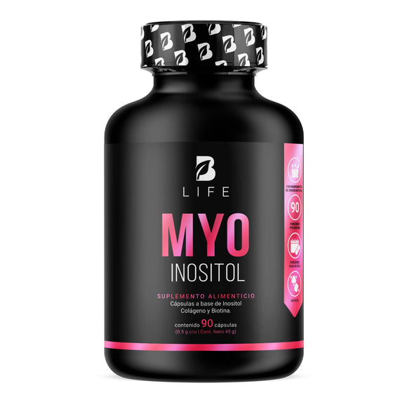 Inositol de 90 | Cápsulas de 500 mg. Ingredientes naturales. Myo Inositol B Life.