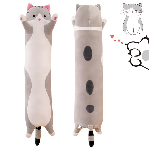 Shoonlo Almohada de Peluche de Gato, 90cm Kawaii Almohada Larga de Felpa, Peluche Suaves de Animal para Abrazar, Juguete de Gato de Regalo para Novia (Rosa)