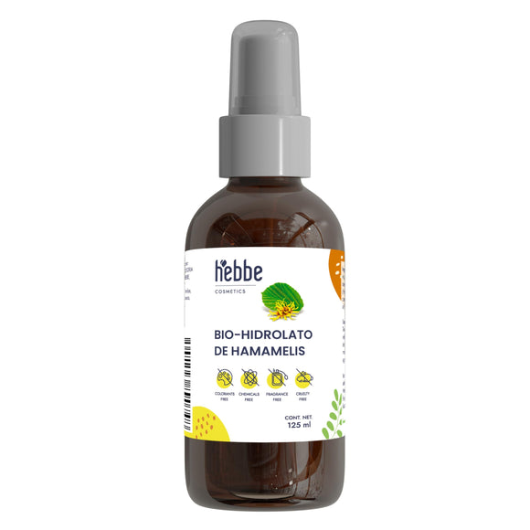 ▶ HEBBE  - Hidrolato de Hamamelis 120 ml | Tonico facial | Astringente Calmante | pH Natural | Ideal para la Piel | Antiinflamatorio | Regenerante | Purificante | Cicatrizante | Contenido 120 ml