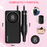 Pulidor de Uñas, 35000 rpm Máquina Taladro de Uñas, Kit de Lima de Uñas Eléctrico con 6 Tipos Cabezales de Lijado Portátil, Velocidad Ajustable,Torno Portátil para Uñas Profesional Manicura y Pedicura