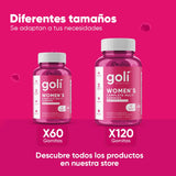 Multi Women Gomitas - Multivitaminico Mujer Sin Azucar | 60 Piezas Sabor Cereza | Con Vitamina C, E, B, Inositol & Zinc | Vitaminas para Mujer y Minerales Esenciales | Sin Gluten, Sin Azúcar, Libre de OMG | GOLI