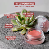 XAMANIA Tinta Multiusos 5en1 : Labial, Blush, Sombra, Contour & Iluminador | con Karité + Argán Orgánico | Acabado Radiante Natural | No Tóxico, Vegano, Cruelty Free | Clean Makeup Hecho en México (Cuarzo, 5g)